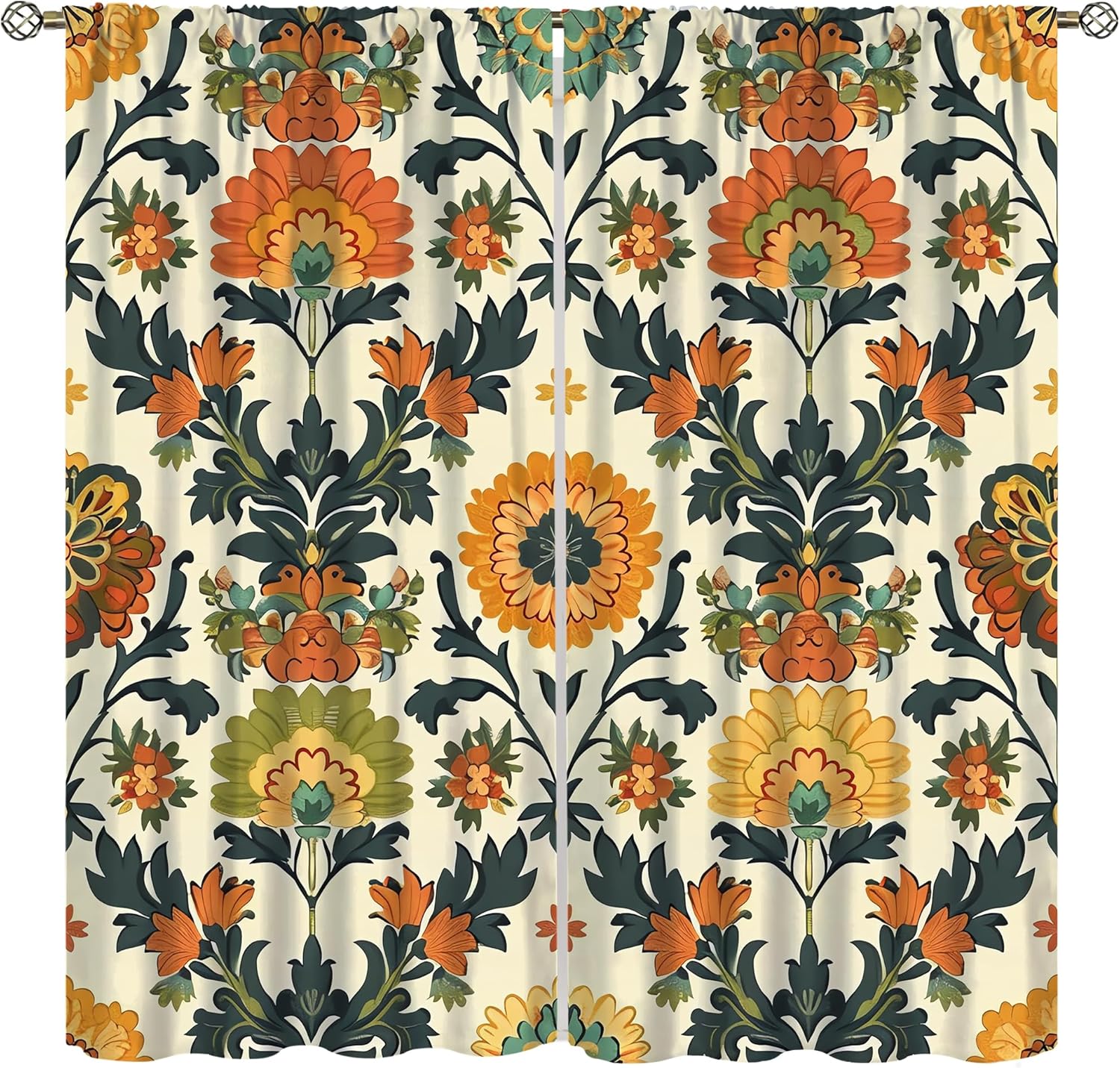 Home Textiles Luxury Curtains - Cortinas de Luxo com Estampa Floral