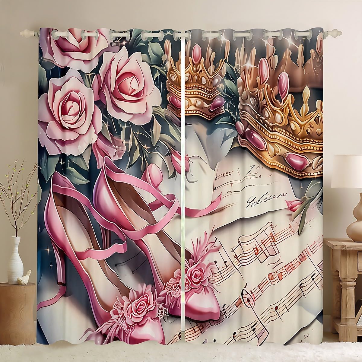 Cortina de Chão com Rosas Cor- - Home Textiles Luxury Curtains avaliação e preço